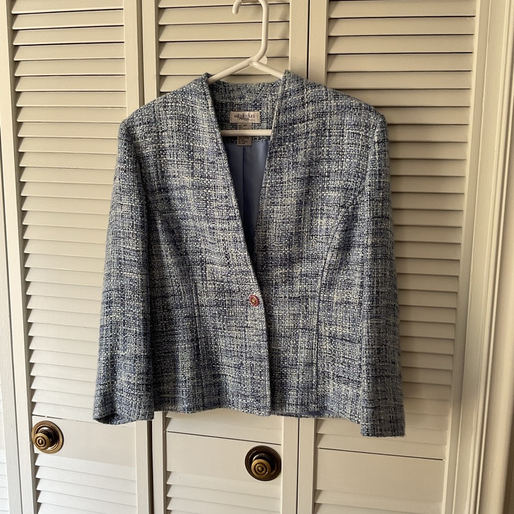 Elegant Blue Tweed Blazer. 12P.